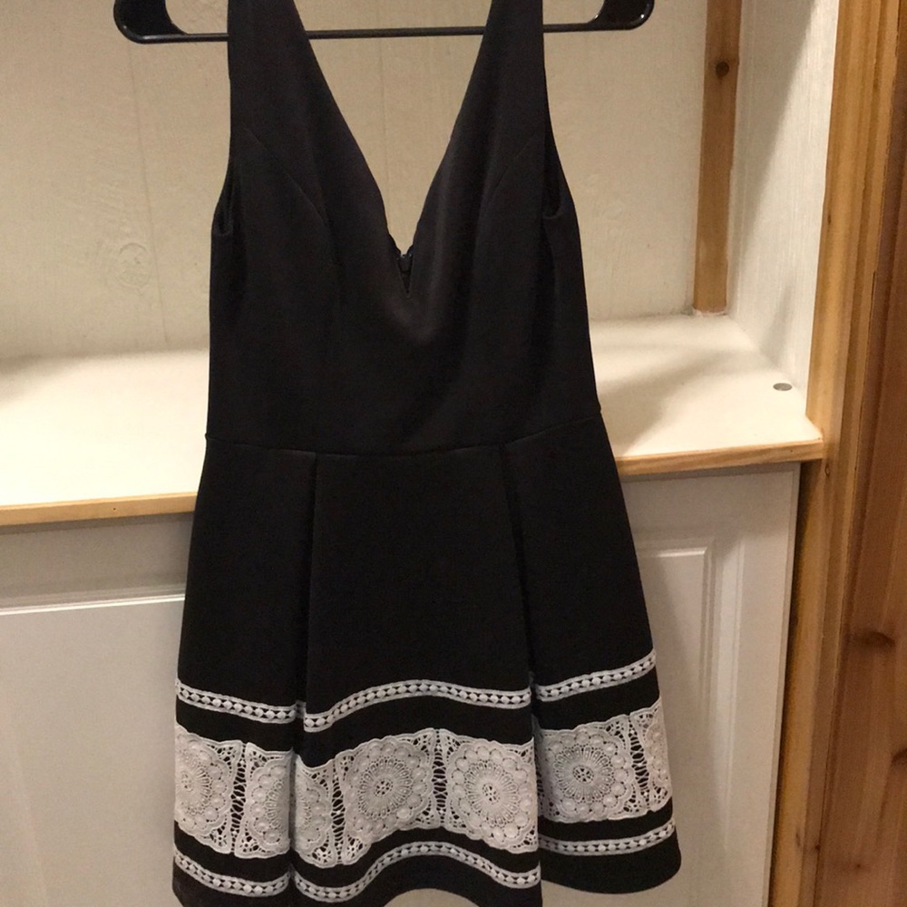 Black midi fit and flare with white lace